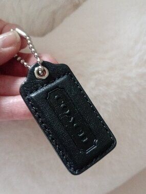 Coach Black Leather Key Tag
